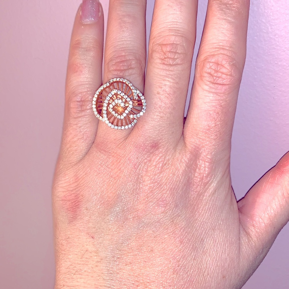 🌹 Sterling CZ Rose Flower Ring Size 8 🌹